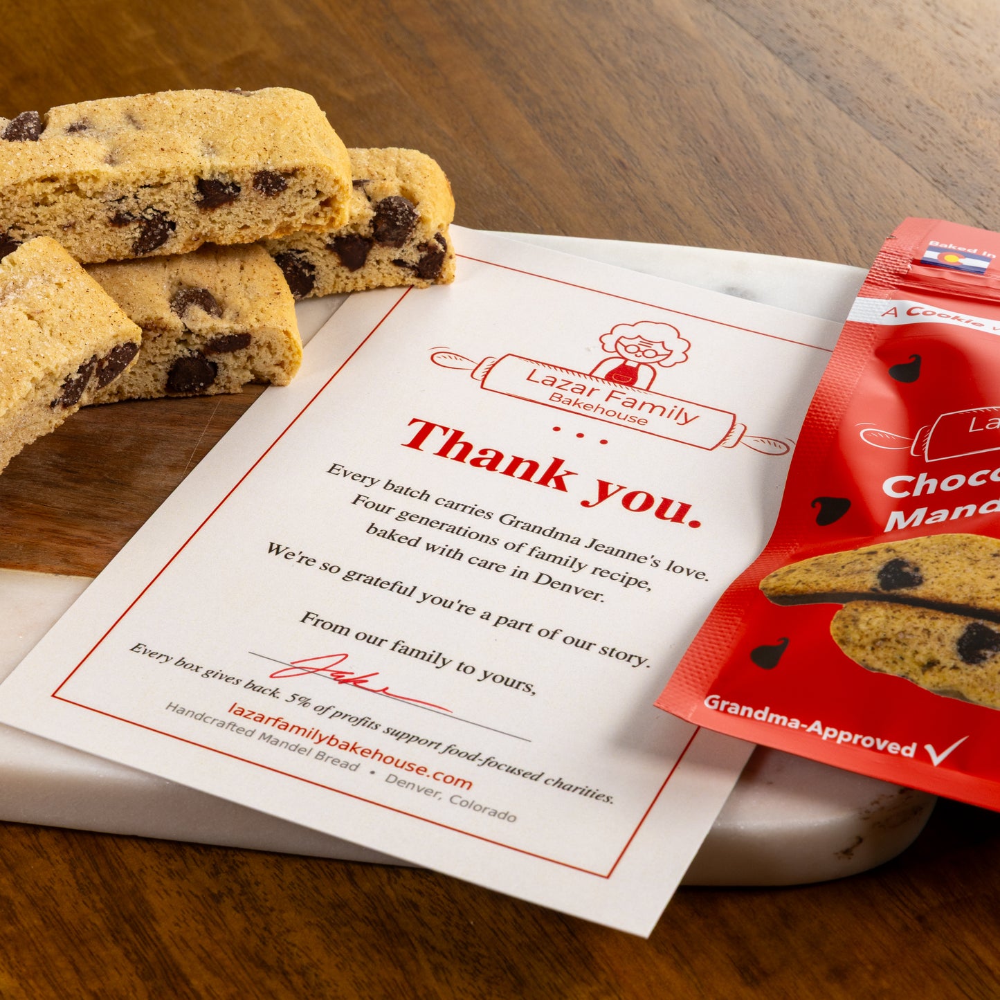 Treat the Office mandel bread gift box, close view