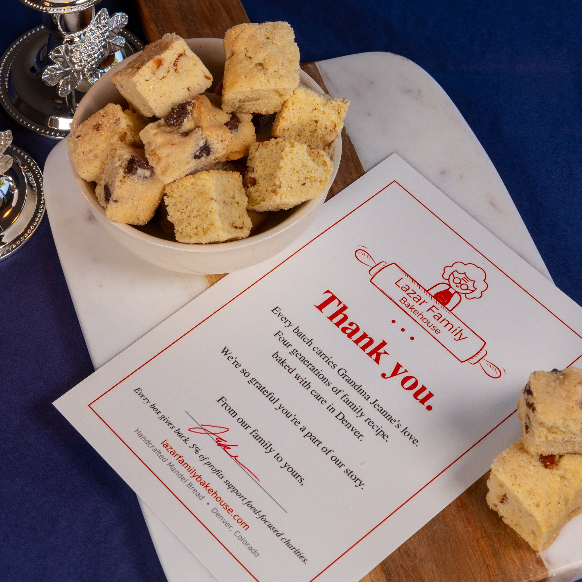 Shabbat Box mandel bread, close view